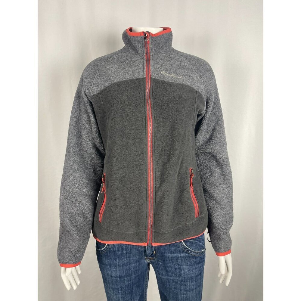 Eddie Bauer Womens Fleece Jacket Small Gray Zip Pockets